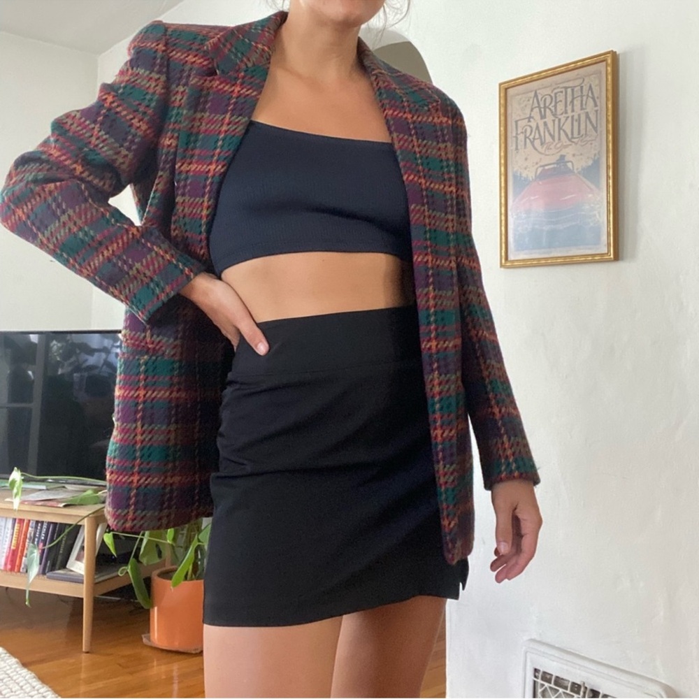 David Brooks Vintage Plaid Blazer Size 6 Multi Color Wool Jacket.